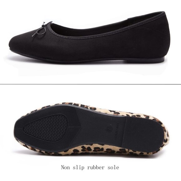 Women's A-black1 Polyurethane Round Toe Comfortable Bow Ballet Flats Shoes - Picture 4 of 7